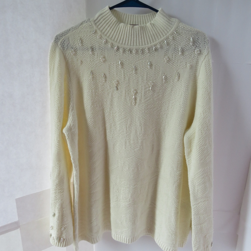 Women's Cream Embellished Chico Sweater - Picture 3 of 12